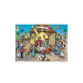Alexander Taron 10032 Korsch Advent-Nativity Scene-8" H x 11.5" W x .1" D, Gray