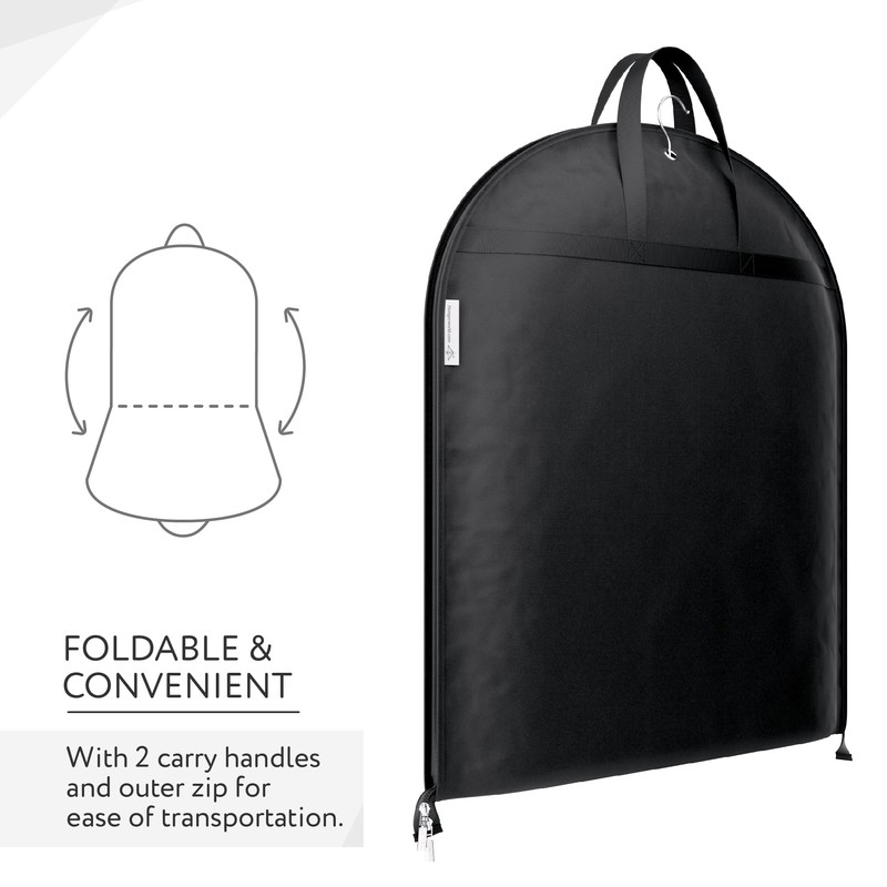 Hangerworld 54 Inch Zipped Black Suit Cover Travel Carrier Bag