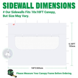 Acepic Instant Canopy SunWall for 10x10 Pop Up Canopy Frame with Mesh Window and Zipper, 99% Rainproof and UV Protection for Outdoor, Viewing the Scenery, and Ventilation (2 PCS Sidewalls Only, White)