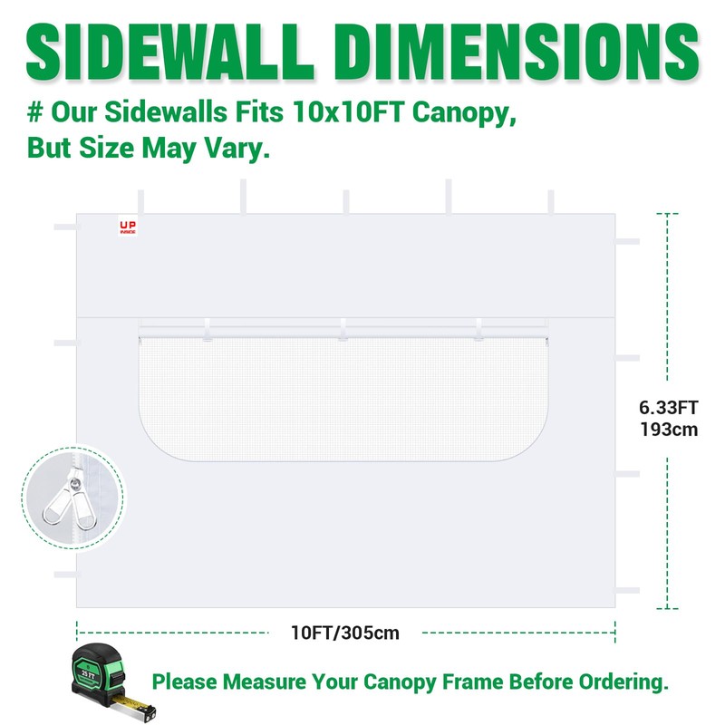 Acepic Instant Canopy SunWall for 10x10 Pop Up Canopy Frame