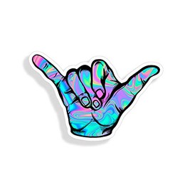 Pink Swirl Hang Loose Sticker Shaka Cup Cooler Laptop Car Truck Vehicle Window Bumper Vinyl Graphic