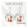 Fox Pendant Necklace and Earrings Set, Silver Tone with Orange
