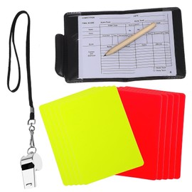 Gatuida 1 Set Standard Referee Kit with Bright Cards Durable Whistle Score Sheet Portable Wallet for Soccer Games Sports Events