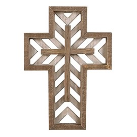 Crucifix Wall Cross - 12 Inch Handmade Unique Rustic Wooden Catholic Spiritual Art Church Home Room Decor - Brown