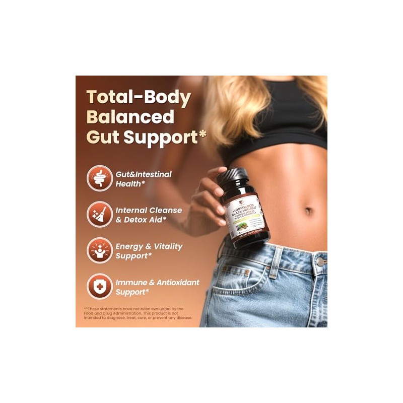 Wormwood Black Walnut Cleanse for Human 1200mg - Gut Health