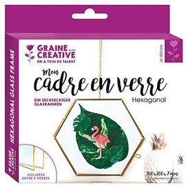 Graine Créative Vintage glass frame - hexagon with metal chain - 15 x 13 cm