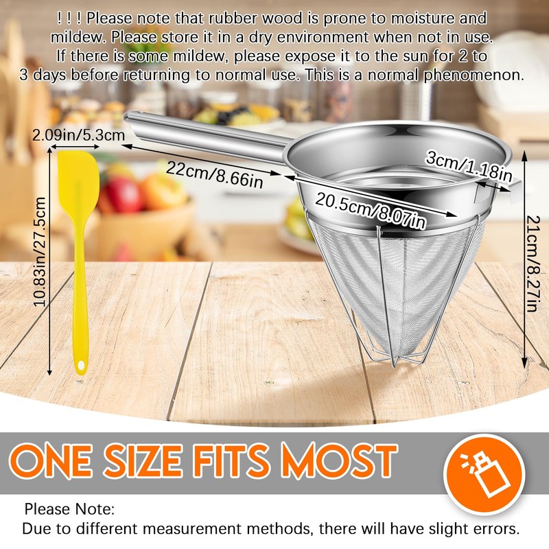 SiliFine Stainless Steel Reinforced Bouillon Sieve Strainer Cone Fine Mesh