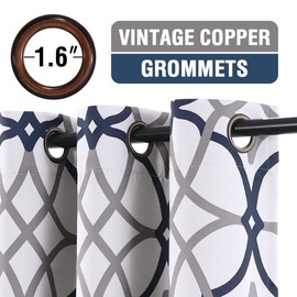 H.VERSAILTEX Blackout Curtains Printed Design 96 Inch Length 2 Panels Set Thermal Insulated Curtains for Bedroom for Living Room Modern Grommet Window Drapes - Dark Denim and Grey