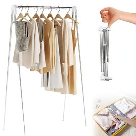 Portable Folding Clothes Rack, 13-28 Inch Telescopic Clothes Airer with 2 Folding Hangers, Adjustable Travel Clothes Rack, Foldable Clothes Rack Made of Stainless Steel for Travel, Camping, Home