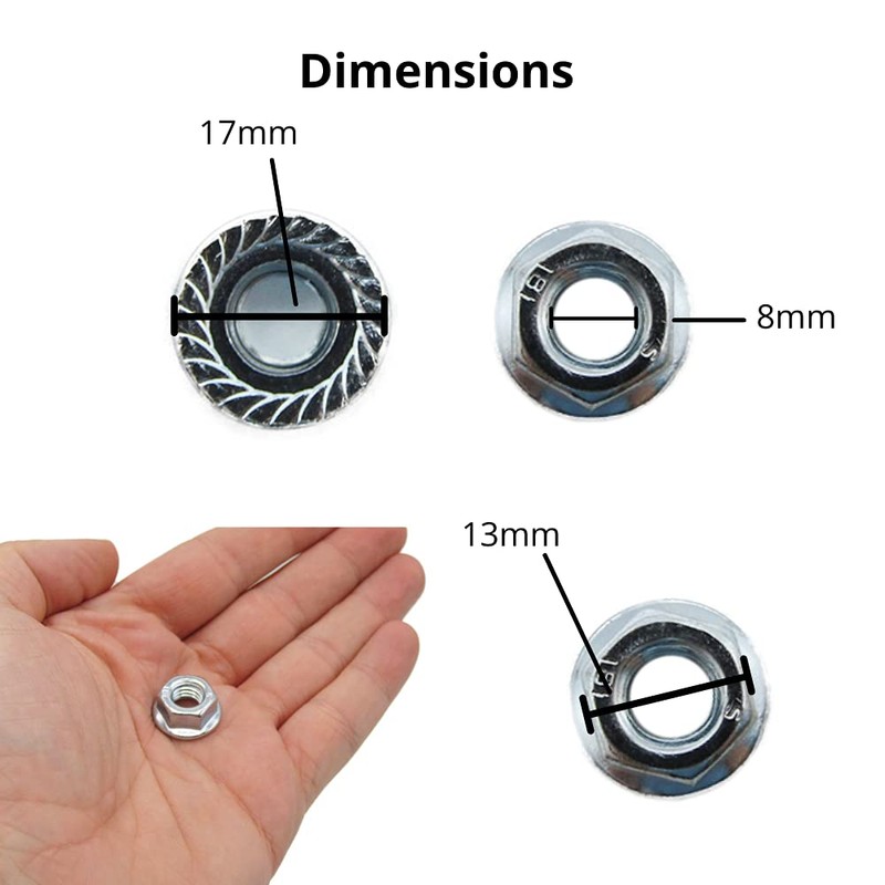 M8 Serrated Flange Hex Nuts - 8mm Steel (Pack of