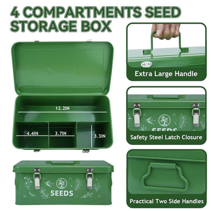 Kjyunk Seed Storage Box, Seed Storage Organizer with Garden String,