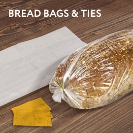 IMPRESA 120 Pack Plastic Bread Bags for Homemade Bread or Bakery – Heavy Duty Loaf Bags with Ties – Clear Wrappers, Storage Packaging – Reusable, For Large Loaves – 8 x 4 x 18