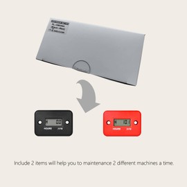 HonorMeet Digital Small Engine Hour Counter, Total Operating Hour Counter for Generator, Spark Plug, Inductive Activated for Gas Engine, Lawnmower, Chainsaw, Compressor, Motorcycle (Black + Red) Pack