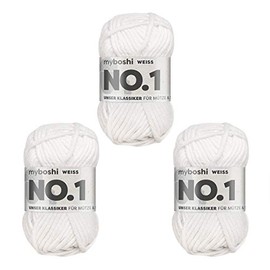 myboshi No.1 Wool for Crochet and Knitting, Quick Knitting Yarn, Durable Hat Wool, Knitting Wool, Crochet Wool, Mulesing-Free, Durable Hat Wool, Mulesing-Free, 50 g, Ll 55 m White (White) 3 Balls