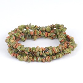31 inches Chip Stone Loose Gemstones Beads Drilled Strand for Jewelry Making (Unakite)