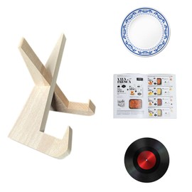 Quixotical Plate Holder Display Stand, Wooden Display Stand, Picture Frame Stand Recipe Holder Record Stand, Multifunctional Display Easel, for Book, Photo, Decorative Plate (Wood color)