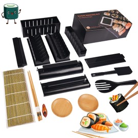 AYIYUN Sushi Making Kit, 15 Pcs Sushi Maker Sushi Tool with 8 Different Shapes of Sushi Rice Roll Mold,Bamboo Sushi Rolling Mats, Chopsticks, Chopsticks Holder, Bamboo Plates, DIY Sushi Tool
