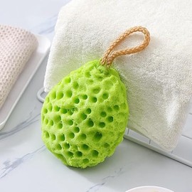 Esponja de Baño Natural en Forma de Panal Verde, 1 paquete | Súper Suave sin Látex, para Bebés y Adultos, Limpieza con Espuma Densa, Cuidado de Piel en Ducha y SPA, Sin Químicos
