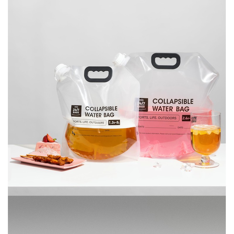 24/7 BAGS 8 Pack Collapsible Water Container Bag 1.3 Gallon/5