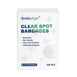 150pcs Clear Round Spot Bandages PE Waterproof Circle Adhesive Bandages, 1 Box (New pacakge)
