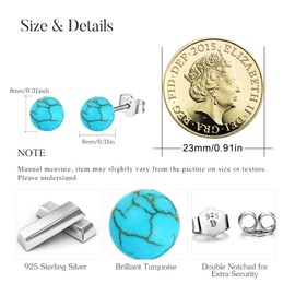 Turquoise Chain 925 Sterling Silver Heart Chain Women's Turquoise Pendant Necklace Turquoise Earrings Jewellery Gifts for Women Children Mum Wife Girlfriend Daughter, Silver, Turquoise