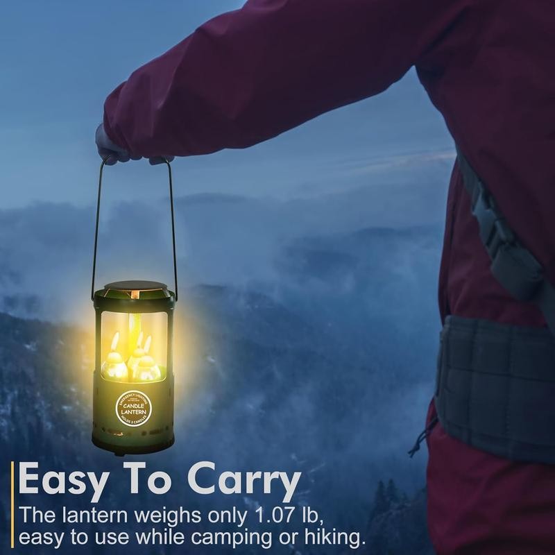 RDS Green Candle Lantern - 8-Inch Camping Gear for Campers