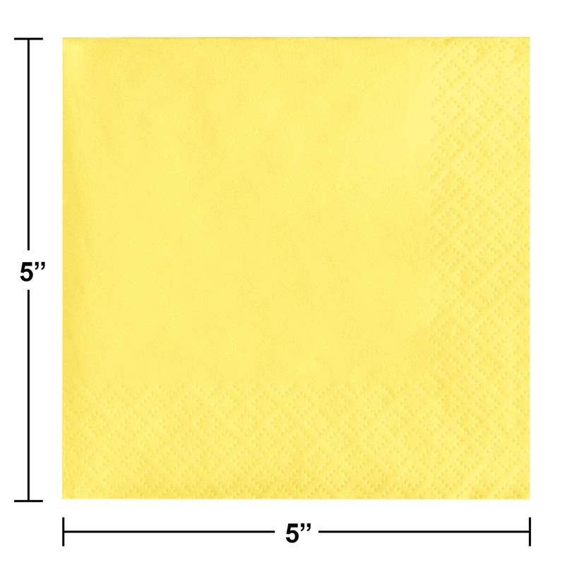 Creative Converting 3-Ply Paper Beverage Napkins, Mimosa Yellow, 50 Count