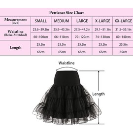 GZKUM clásico 50s Rockabilly Petticoat de 25.5 pulgadas de longitud para mujer, Azul Real, XXL