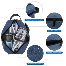 Toiletry Bag for Men, Portable Travel Wash Bag Waterproof Shaving Bag Toiletries Accessories Cosmetic Bag Make Up Bag, Gym Shower Bathroom Makeup Bag with Handle (Blue)