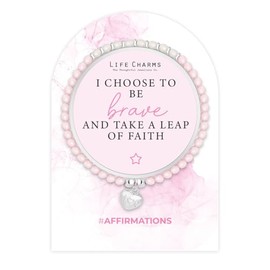 Life Charms Crystal Bead Handmade Charm Bracelet - Be Brave Positive Affirmation Quote - Inspirational Silver Plated Mantra Jewellery