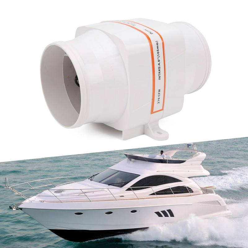 4in 270CFM Bilge Air Blower InLine Electric Waterproof White for