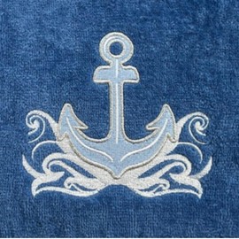 Coastal Anchor Bathroom Hand Towel Set, 2 Pieces, Blue, 16 x 25 inches, Embroidered, 100% Cotton