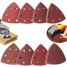 GHVACZS Pack of 80 Sandpaper Triangle Sanders, 90 x 90 x 90 mm Triangle Sandpaper, Mixed Delta Sandpaper for Delta Sanders (Grit 40/60/80/120/180/240/320/400)