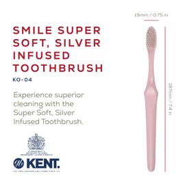 KENT Smile Extra Soft Toothbrushes for Adults with Silver Infused Triple Tipped Bristles, Soft Bristle Toothbrush for Sensitive Gum Massaging and Maximum Hygiene (Pink)