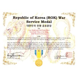 Republic of Korea Korean War  Service MEDAL Certificate Army Navy USAF USMC USCG