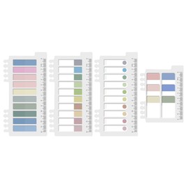 Vicloon Index Tabs with Ruler, 660Pcs File Tabs Flags Sticky Flags with Ruler 4 Designs Colored Page Markers Labels for Reading Notes, Books, Classify Files Morandi
