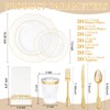 KIRE 210Pcs Clear and Gold Plastic Plates - Heavy Duty