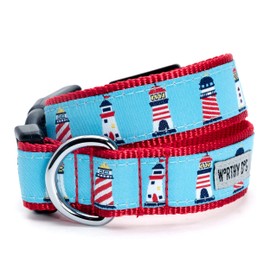 The Worthy Dog Lighthouses Dog Collar, Adjustable Breathable Nylon Pets Collar with Strong Quick Release Buckle Fits XL Dogs Blue