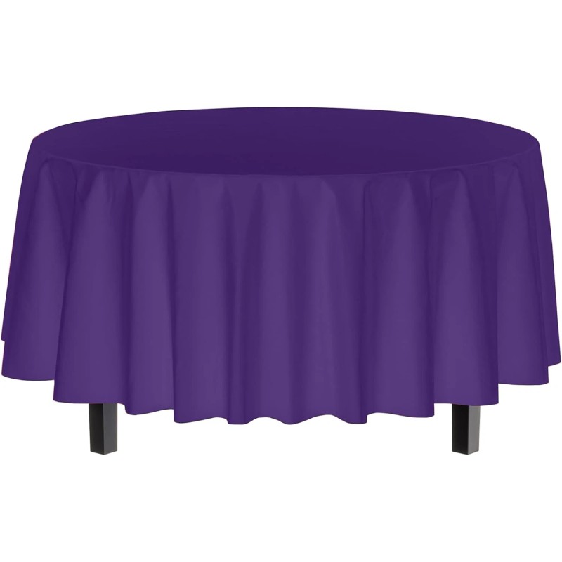 Crown Display Inc. 84" Elegant Round Purple Table Cover -
