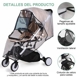 Cubierta de Lluvia para Cochecito, Protección de Lluvia y Viento Transparente Cochecito, Protección Contra el Polvo, Accesorio para Carriola de Protección para los Ojos para Uso en Exteriores(L)