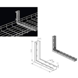 Kable Kontrol L Type Bracket – 8” Width - Wire Mesh Tray Cable Management Rack Cords Organizer Cable Basket, Zinc Plated Steel NEC Approved for Network, Fiber Optic, Cabling Accessory