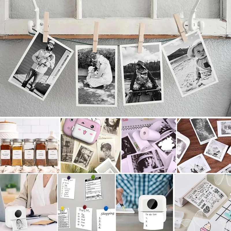 10 Rolls Mini Printer Sticker Paper Roll, Thermal Printer Paper,