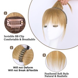 Yargel Hair Blonde Human Hair Toppers with Rhinestone Band for Women Hairpiece for Thinning Hair Clip in Bangs with Band Straight (24#)