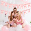 3Pack Pink Bow Garland Banner, Pink Ribbon Bow Party Decorations