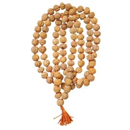 NAISHA 10 MM Rudraksha Mala 108+1 Beads Necklace, Beads Natural Himalaya 5 face Panch Mukhi Rudraksha, Prayer Beads, Wrist Mala Wrap, Jaap Mala (1 Pack)