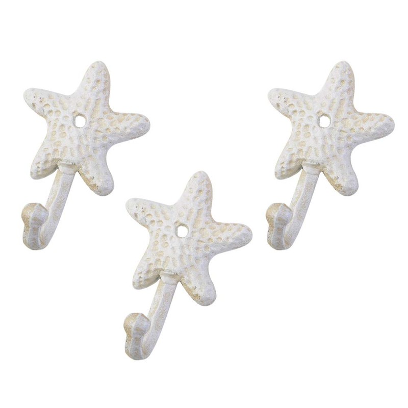 TOPBATHY 3pcs Wall Hooks Sea Star Shape Wall Mounted Decorative