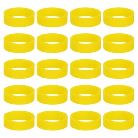 MECCANIXITY 30Pcs Silicone Rubber Bands Non-slip 1.22 Inch Flat Elastic Rubber Wrapping Bands for Books, Traps, Art, Cord Wraps, Yellow