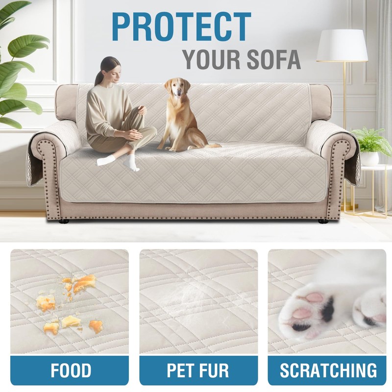 H.VERSAILTEX 100% Waterproof Couch Covers for Pets Modern Slip Covers