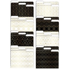 Decorative File Folders, 24 Pack, 8 Designs (4 Black & 4 White) Heavyweight, Letter Size (9.5" x 11.5") with 1/3 Cut Tab, Geometric Gold Foil Designs, Fashion Folders by Better Office Products