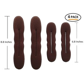 4 Pieces Magic Hair Bun Maker Sponge Hair Foam Twister Easy Perfect Bun Tool (2 Small, 2 Large) (Brown)